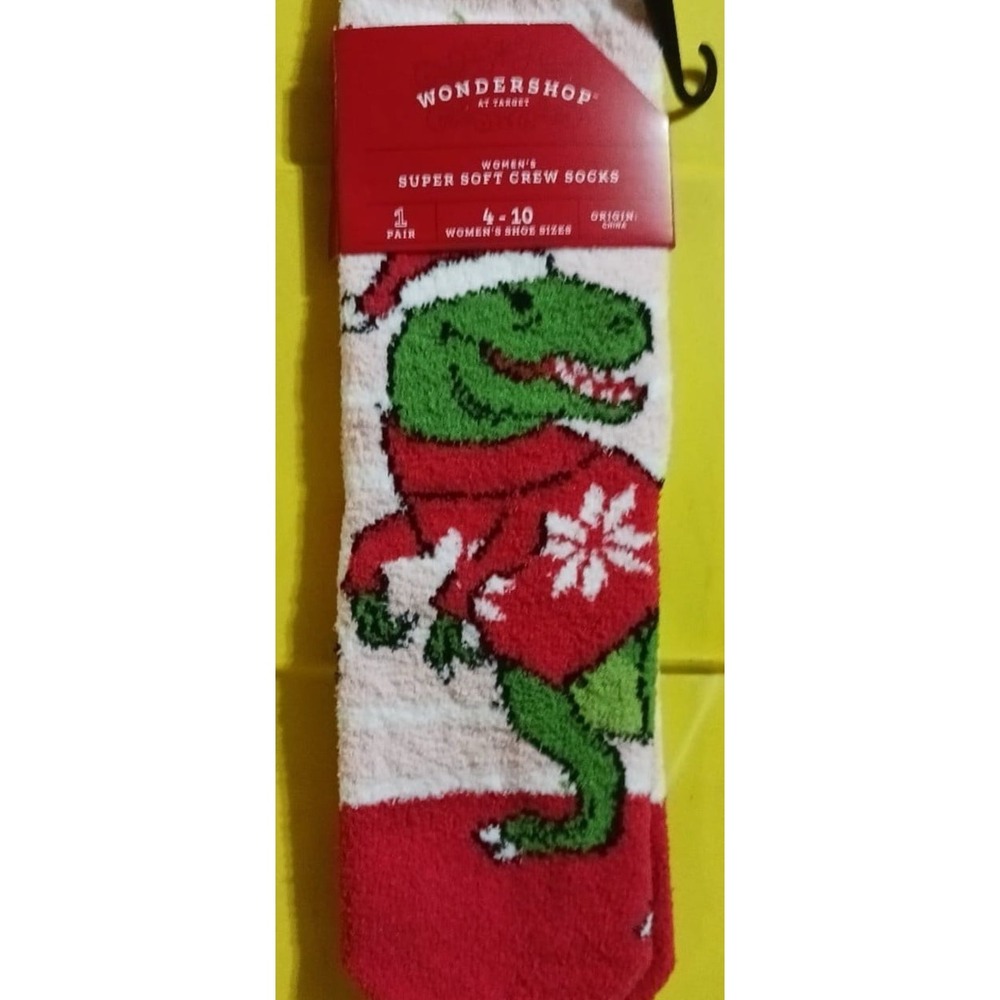 NEW Wondershop Women's Christmas T-Rex Super‎ Soft Crew Socks